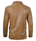 Back View of Men’s Camel Brown Real Leather Blazer