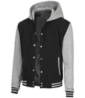 Black & Grey Hooded Varsity Jacket – Baseball Style Letterman | Livra Jackets – Genuine Leather Jacket | Livra Jackets