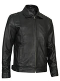 Black Leather Jacket Side Angle