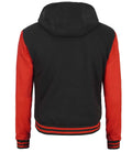 Black & Red Hooded Varsity Jacket – Baseball Style Letterman | Livra Jackets – Genuine Leather Jacket | Livra Jackets