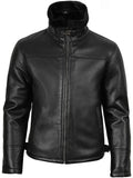 Warm Lined Black Leather Shearling Jacket