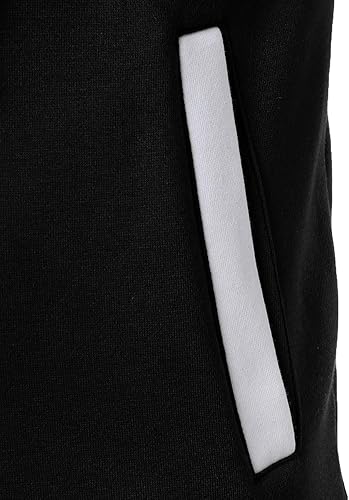 Pocket detail of Black & White Hooded Varsity Jacket