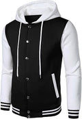 Side angle of Black & White Varsity Jacket