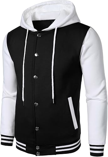 Side angle of Black & White Varsity Jacket