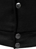 Close-up of snap-button closure on Black & White Varsity Jacket