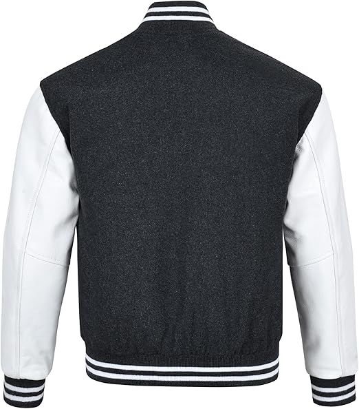 Black & White Varsity Jacket – Classic Wool & Leather Letterman | Livra Jackets – Genuine Leather Jacket | Livra Jackets