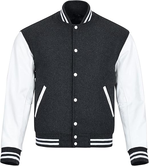 Black & White Varsity Jacket – Classic Wool & Leather Letterman | Livra Jackets – Genuine Leather Jacket | Livra Jackets