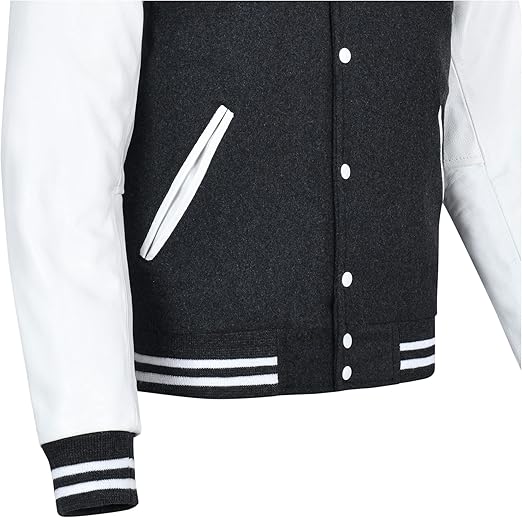 Black & White Varsity Jacket – Classic Wool & Leather Letterman | Livra Jackets – Genuine Leather Jacket | Livra Jackets