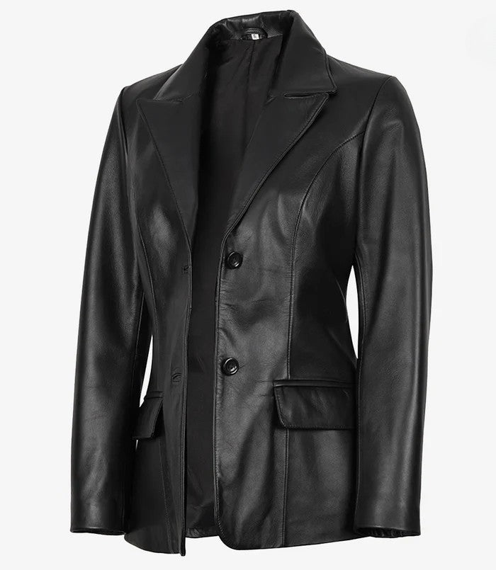 Classic black blazer jacket with lapel collar