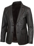 Stylish men’s genuine leather blazer in dark brown