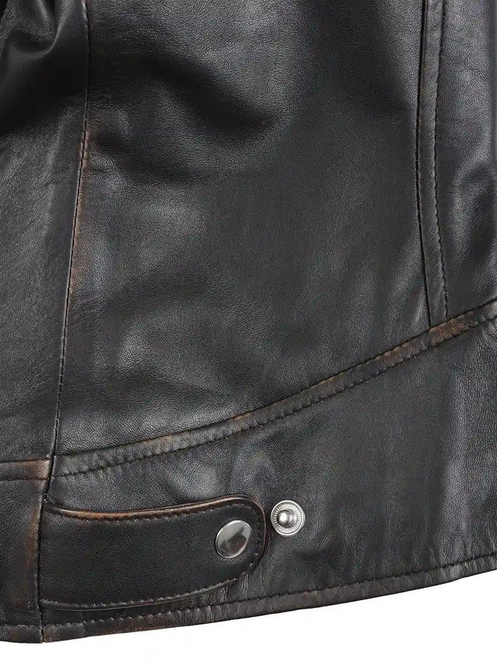 Dodge Women’s Brown Leather Jacket with button