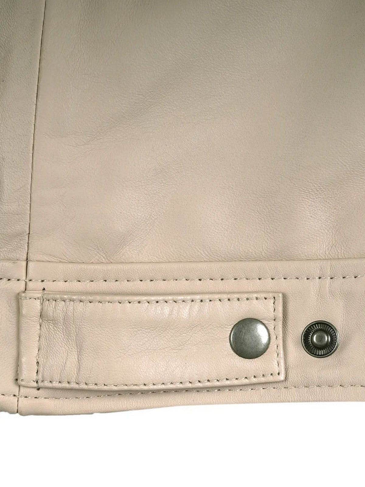 Elegant Beige Genuine Leather Jacket