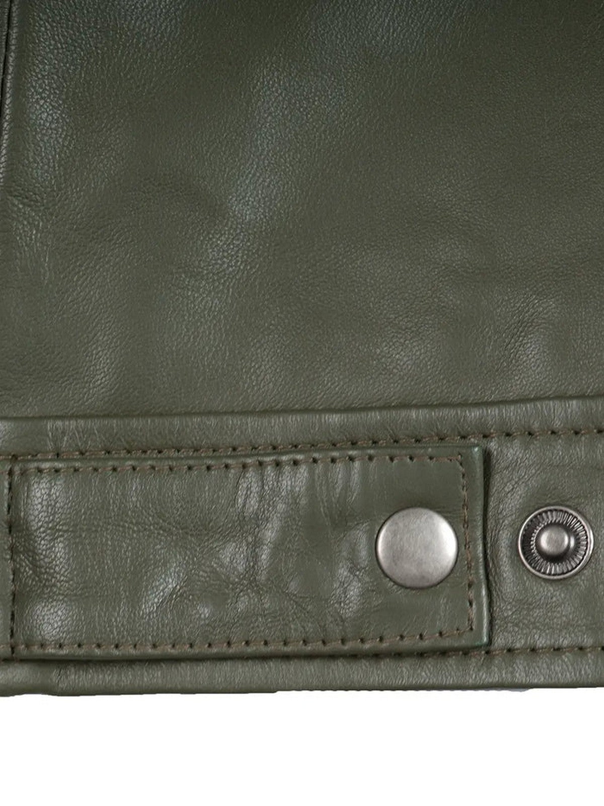 Elegant Olive Green Genuine Leather Jacket