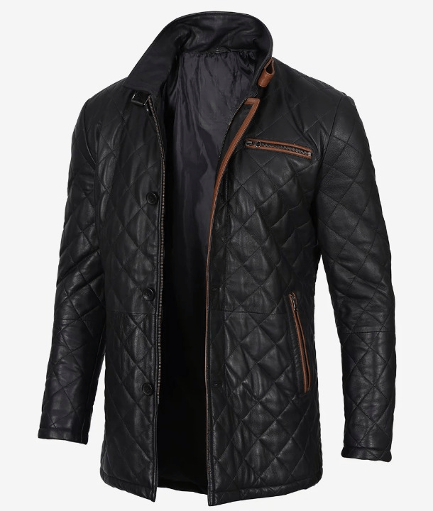 Livra Jackets – Men’s Black Quilted Leather Car Coat – Genuine Leather Jacket | Livra Jackets