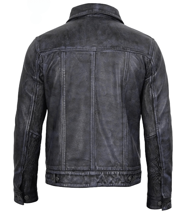 Livra Jackets – Men’s Black Washed Leather Trucker Jacket – Genuine Leather Jacket | Livra Jackets