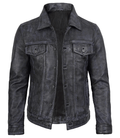 Livra Jackets – Men’s Black Washed Leather Trucker Jacket – Genuine Leather Jacket | Livra Jackets
