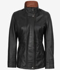 Livra Jackets – Women’s Black Leather Jacket High Collar / Two - Tone – Genuine Leather Jacket | Livra Jackets
