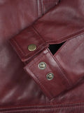 Maroon Leather Jacket Cuff Detail