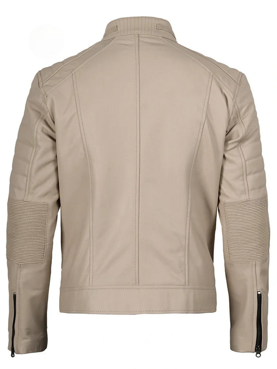 Men’s Beige Café Racer Leather Jacket – Slim Fit Quilted Design – Genuine Leather Jacket | Livra Jackets