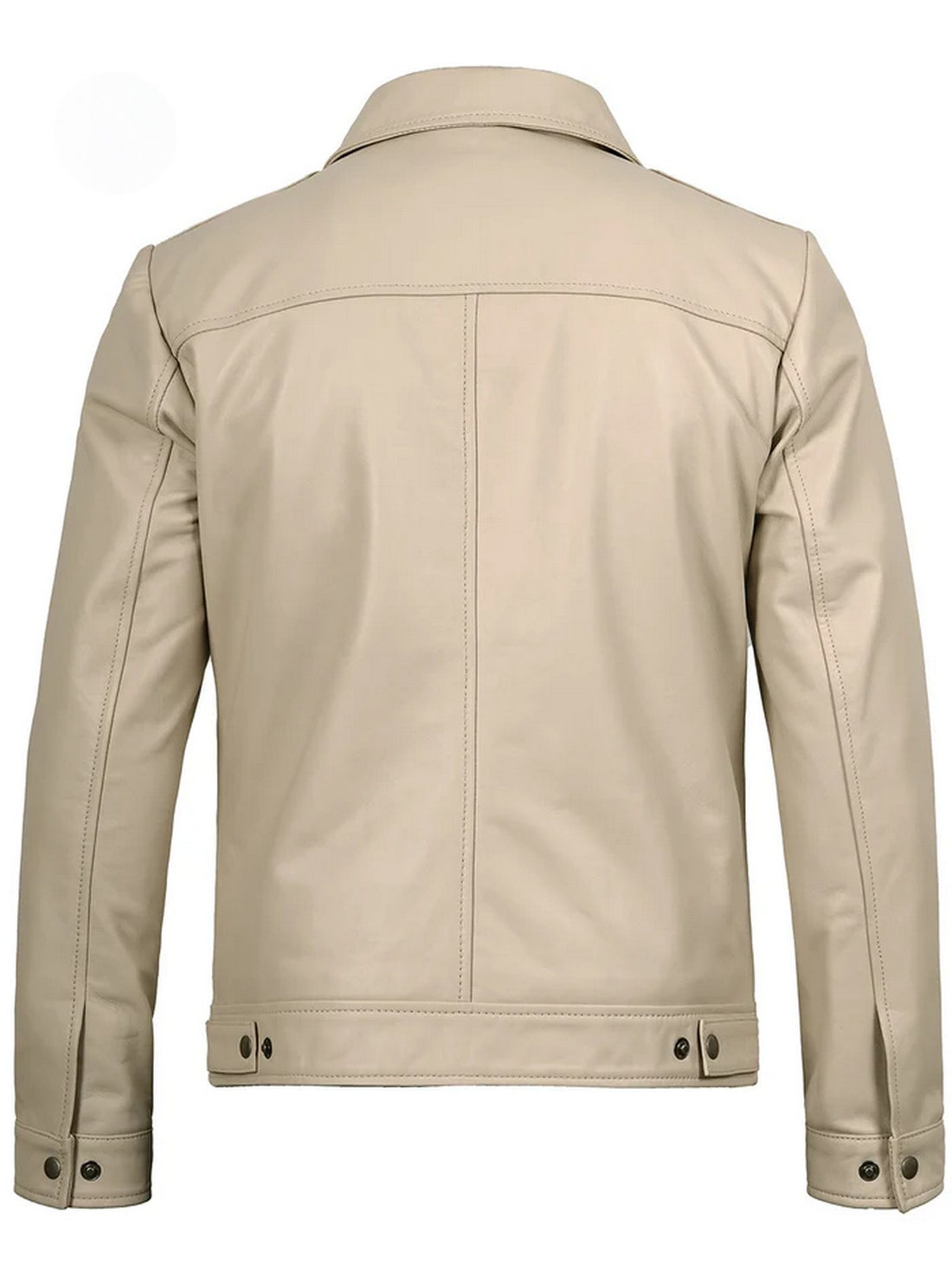 Men’s Beige Leather Jacket Front View