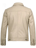 Men’s Beige Leather Jacket Back View