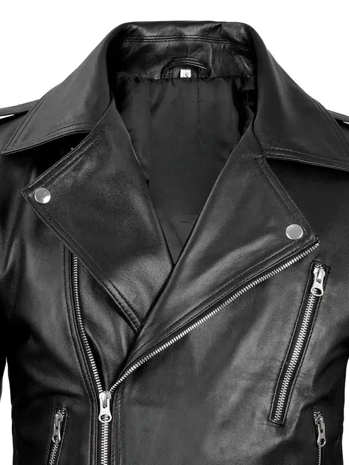 Men’s Black Leather Jacket with Belted Waist