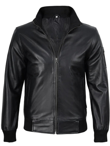 Men’s Black Bomber Leather Jacket – Classic Slim Fit Style | Livra Jackets – Genuine Leather Jacket | Livra Jackets