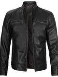 Men’s Black Café Racer Leather Jacket – Livra Jackets – Genuine Leather Jacket | Livra Jackets