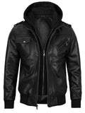 Men’s Black Hooded Leather Jacket – Casual Streetwear | Livra Jackets – Genuine Leather Jacket | Livra Jackets