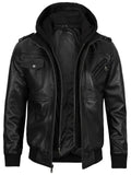 Men’s Black Hooded Leather Jacket – Casual Streetwear | Livra Jackets – Genuine Leather Jacket | Livra Jackets