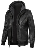 Men’s Black Hooded Leather Jacket – Casual Streetwear Style | Livra Jackets – Genuine Leather Jacket | Livra Jackets
