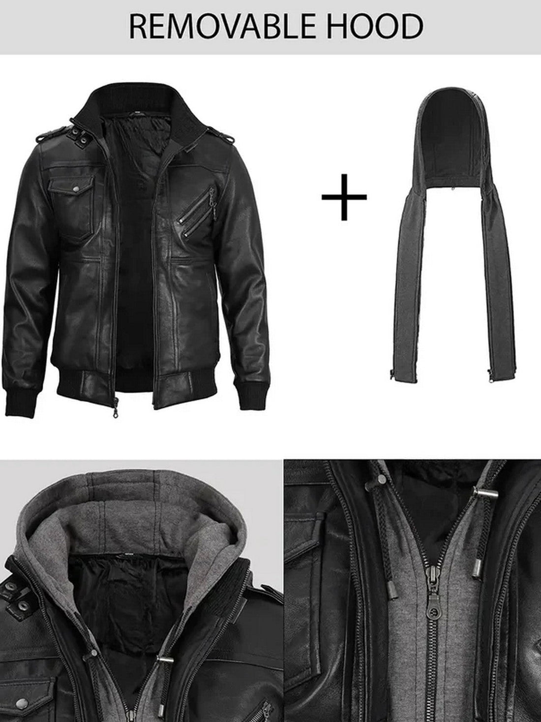 Men’s Black Hooded Leather Jacket – Casual Streetwear Style | Livra Jackets – Genuine Leather Jacket | Livra Jackets
