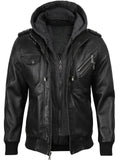 Men’s Black Hooded Leather Jacket – Casual Streetwear Style | Livra Jackets – Genuine Leather Jacket | Livra Jackets