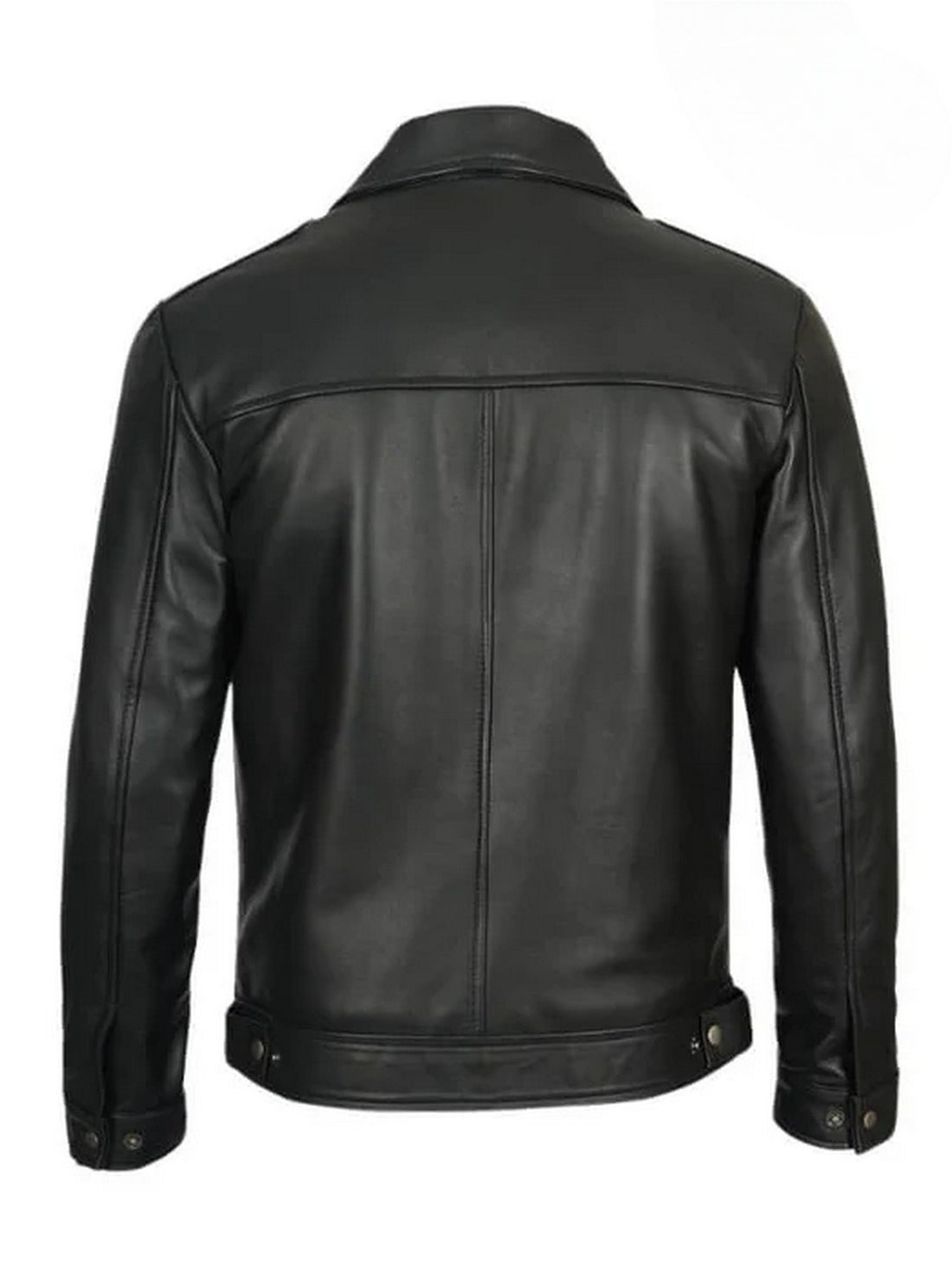 Men’s Black Leather Jacket Front View