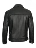 Men’s Black Leather Jacket Back View