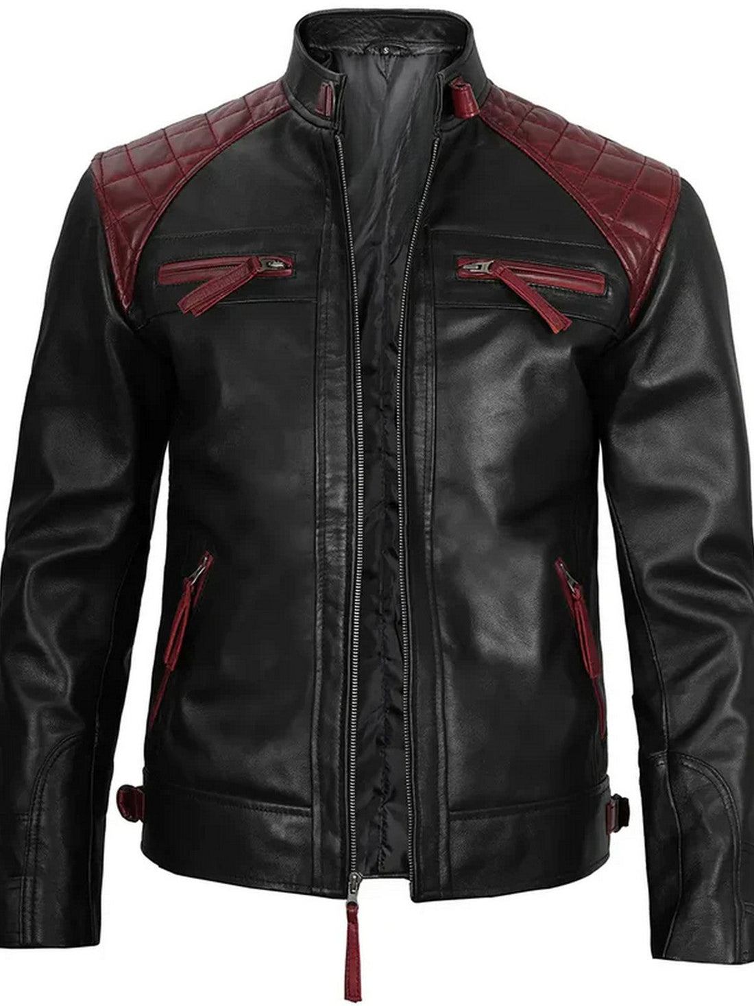 Men’s Black & Red Leather Jacket – Slim Fit Motorcycle Style | Livra – Genuine Leather Jacket | Livra Jackets