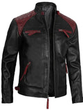 Men’s Black & Red Leather Jacket – Slim Fit Motorcycle Style | Livra – Genuine Leather Jacket | Livra Jackets