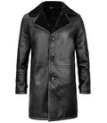 Men’s Black Shearling Leather Coat – Front View