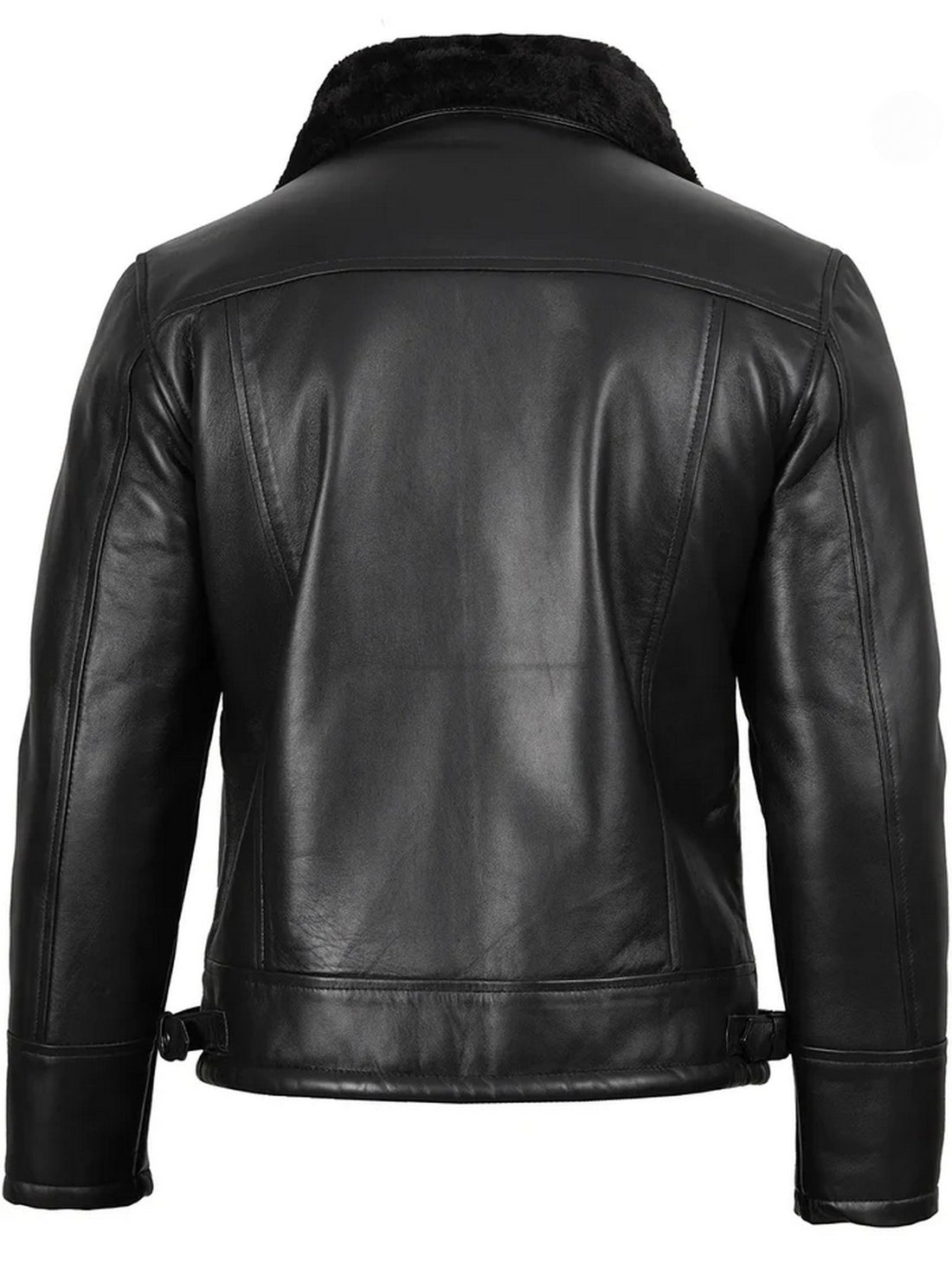 Men’s Black Shearling Leather Jacket Front View