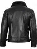 Men’s Black Shearling Jacket Back View