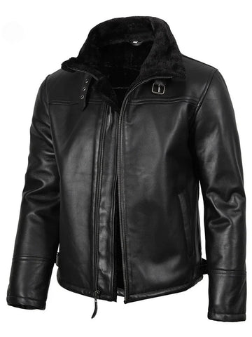 Men’s Black Shearling Leather Jacket – Warm Lined Classic Style | Livra Jackets – Genuine Leather Jacket | Livra Jackets