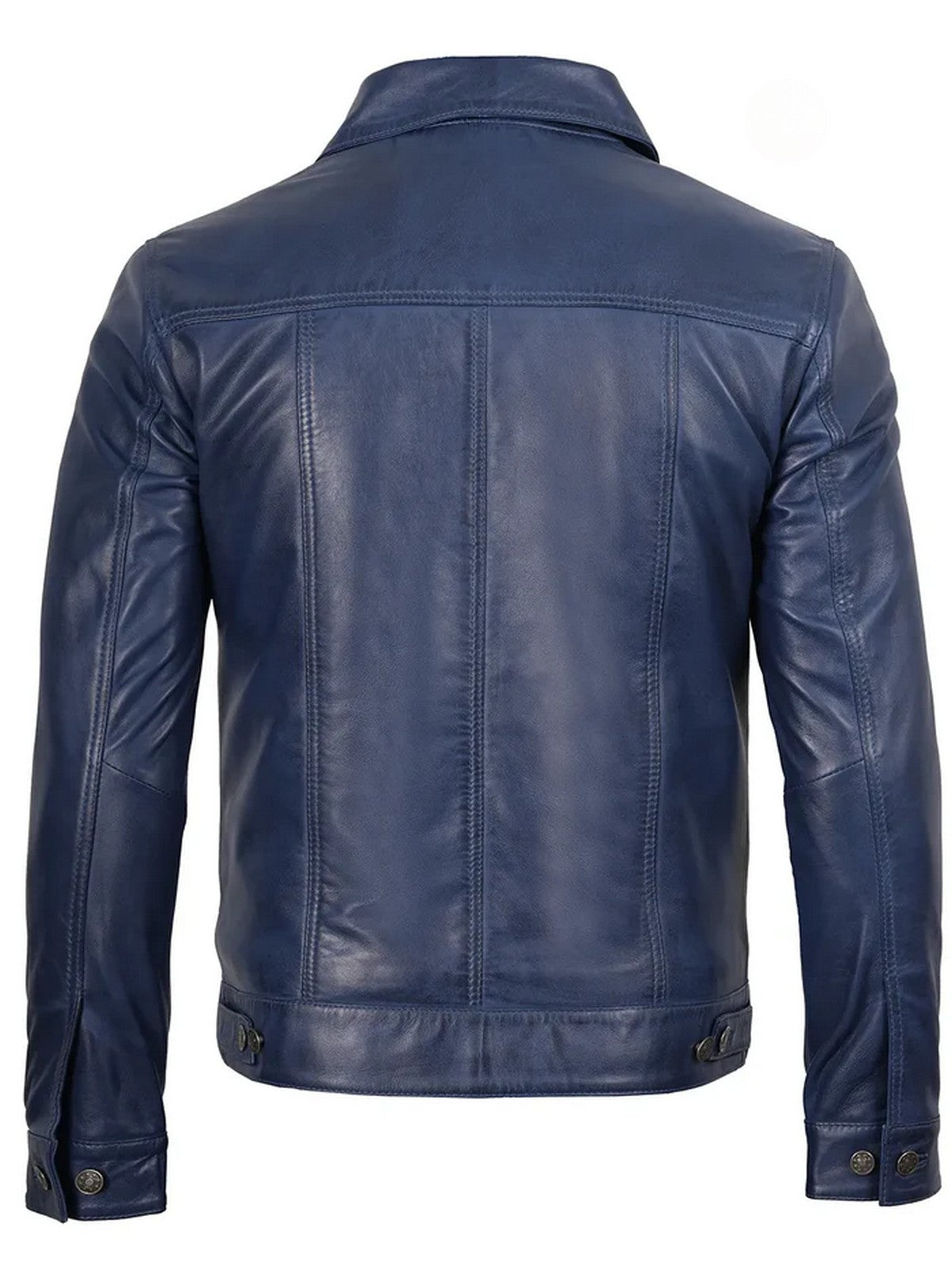 Men’s Blue Trucker Jacket Back View