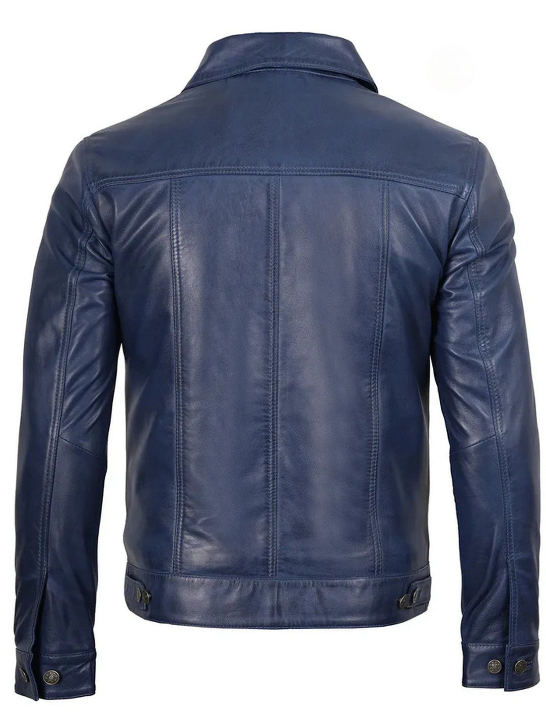 Men’s Blue Trucker Leather Jacket – Classic Slim Fit Style | Livra Jackets – Genuine Leather Jacket | Livra Jackets