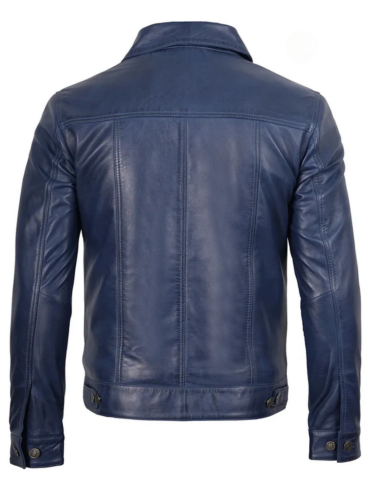 Men’s Blue Trucker Leather Jacket – Classic Slim Fit Style | Livra Jackets – Genuine Leather Jacket | Livra Jackets
