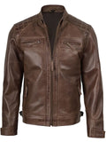 Men’s Brown Café Racer Leather Jacket – Slim Fit Motorcycle Style – Genuine Leather Jacket | Livra Jackets