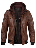 Men’s Brown Hooded Leather Jacket – Livra Jackets – Genuine Leather Jacket | Livra Jackets