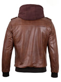 Men’s Brown Hooded Leather Jacket – Livra Jackets – Genuine Leather Jacket | Livra Jackets