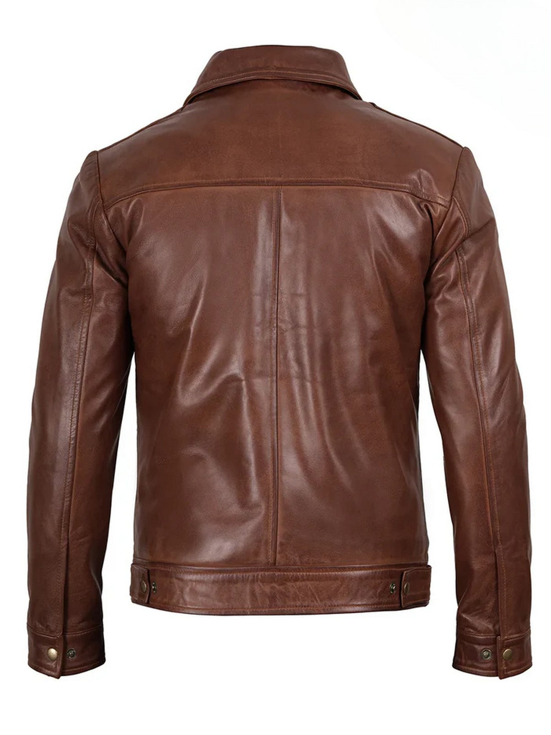 Men’s Brown Leather Jacket Front View