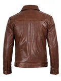 Men’s Brown Leather Jacket Back View