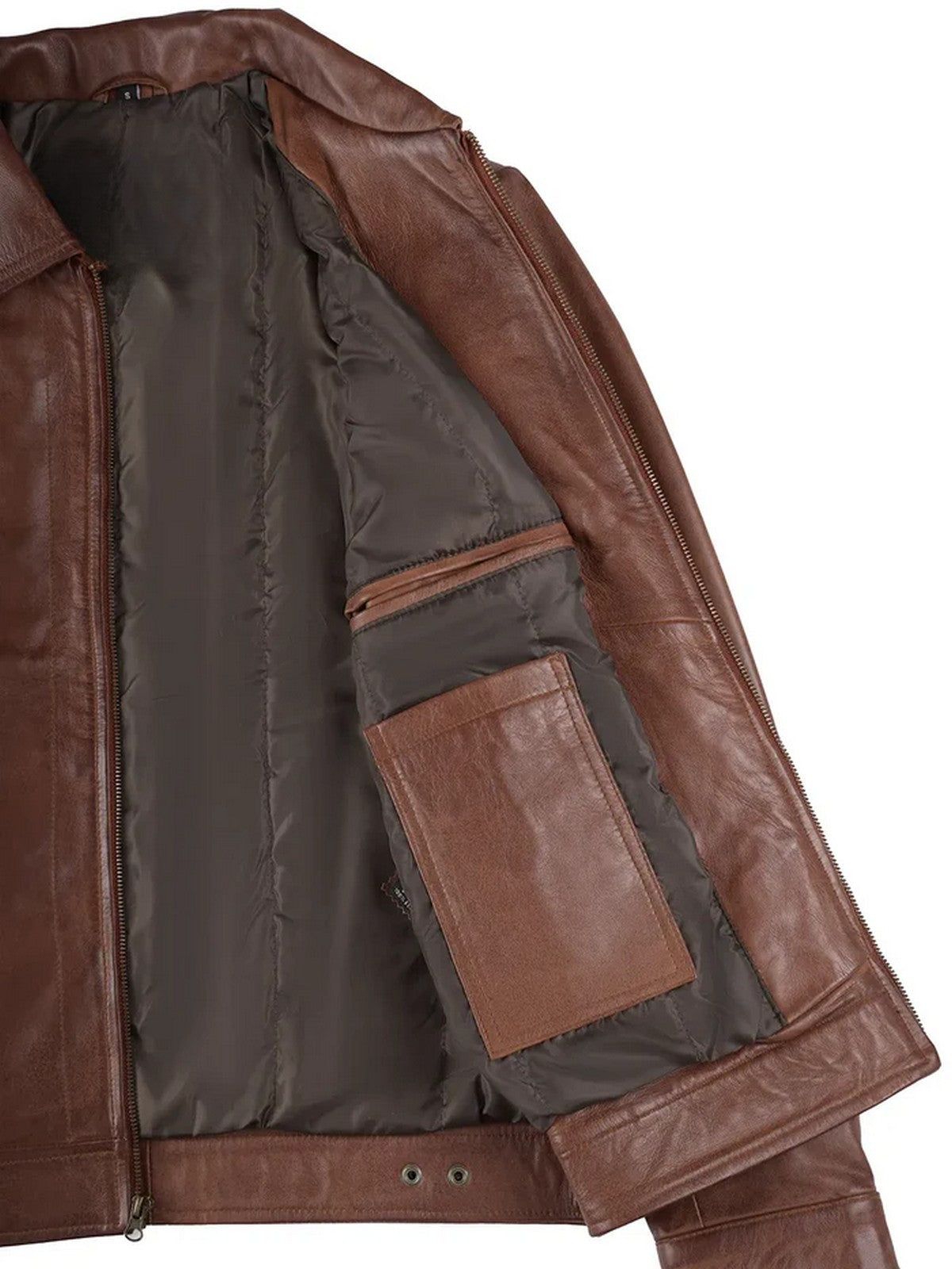 Men’s Brown Leather Jacket Inner Lining
